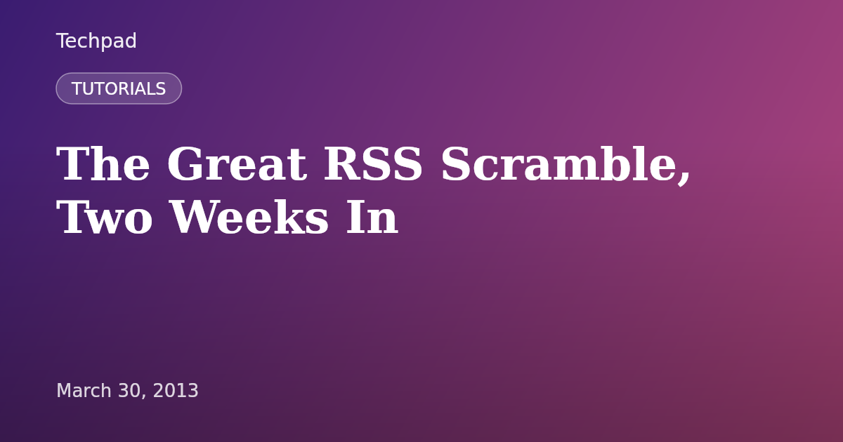 The Great RSS Scramble, Two Weeks In