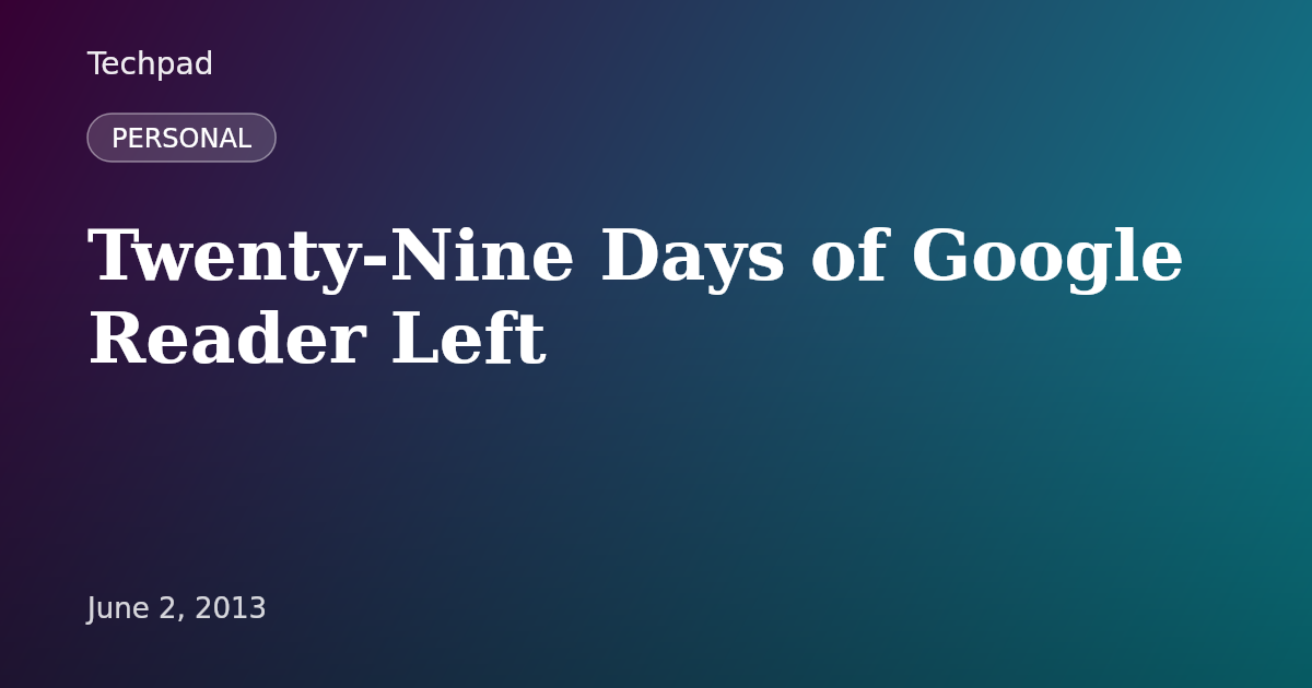 Twenty-Nine Days of Google Reader Left