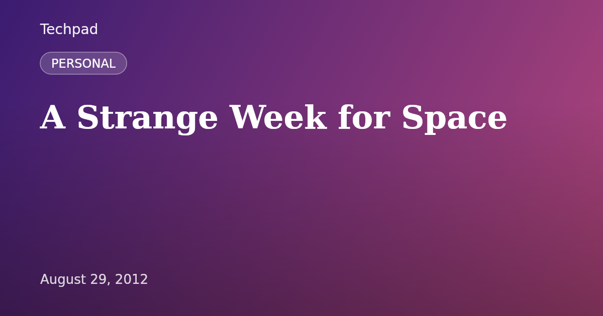 A Strange Week for Space