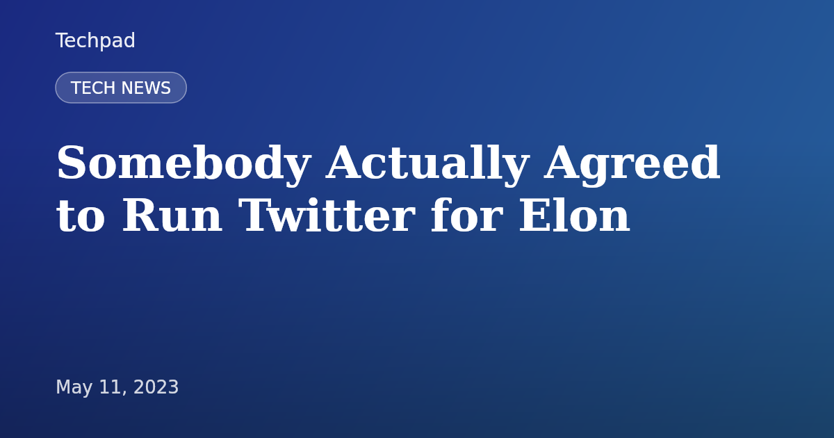 Somebody Actually Agreed to Run Twitter for Elon