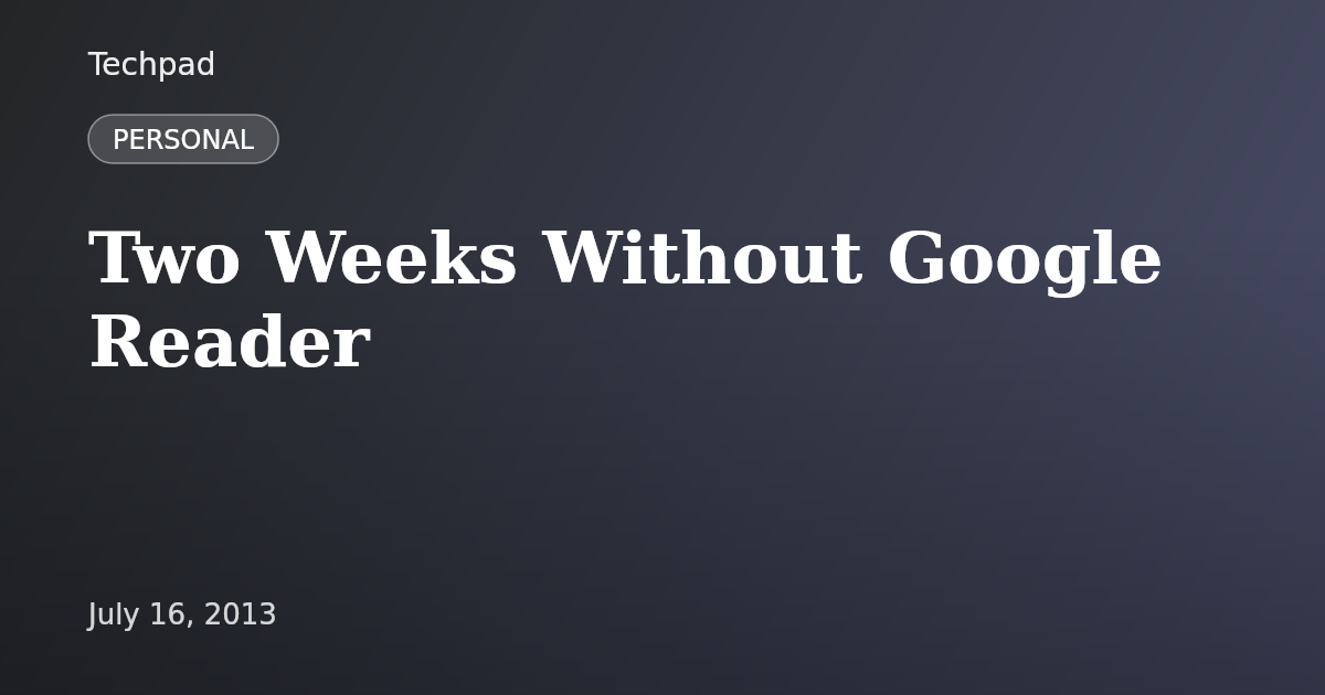 Two Weeks Without Google Reader