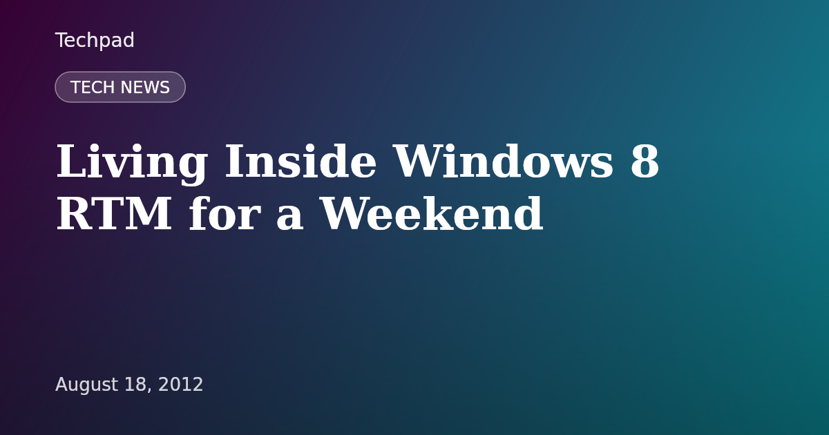 Living Inside Windows 8 RTM for a Weekend